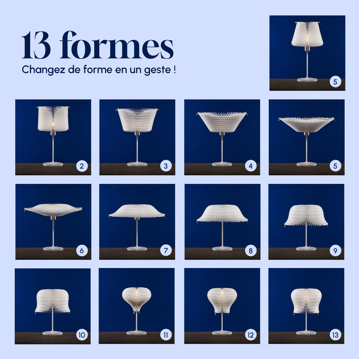 Lampe Nanum aux 13 formes alvéolées