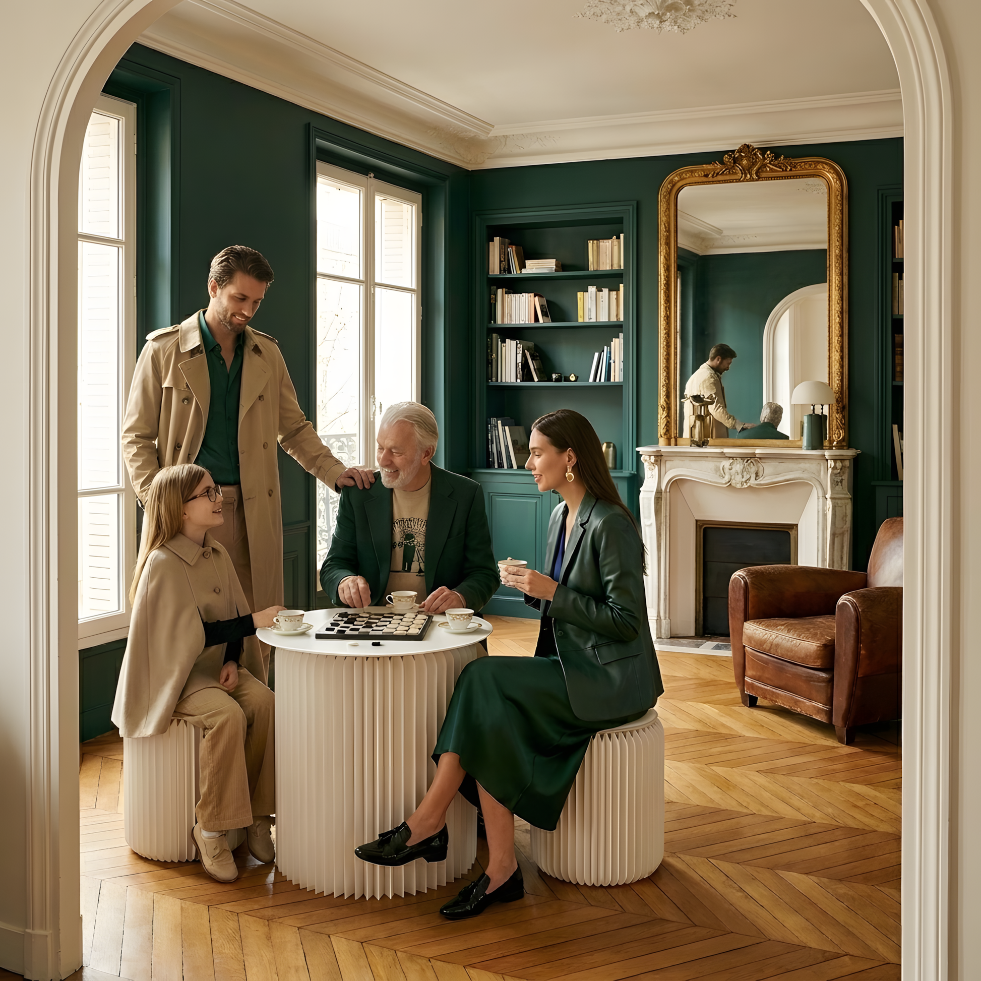 Table ronde pliable, Anne